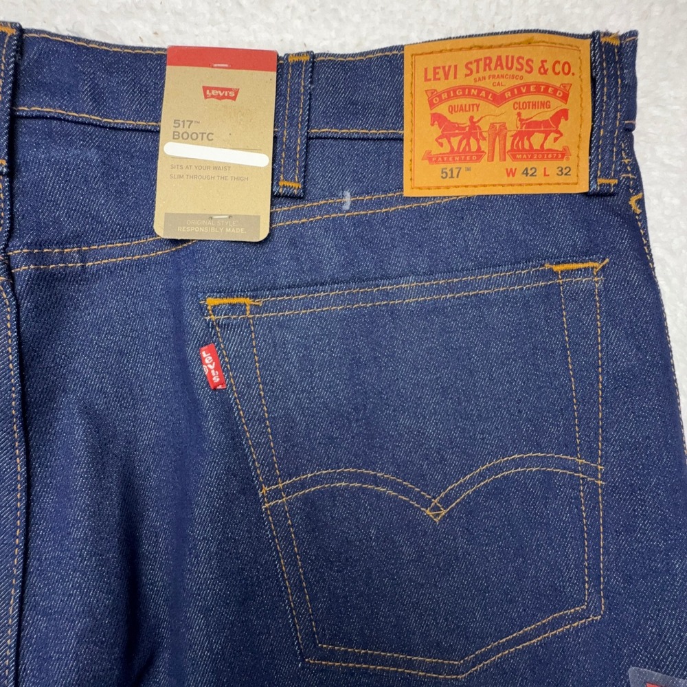 Levis 517 Bootcut Jeans Mens 42x32 Blue Stretch Denim 00517-2017 Waterless